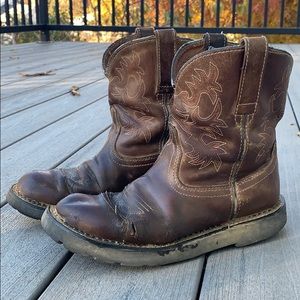 Rugged, worn cowboy boots